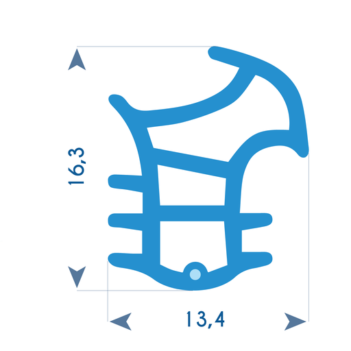 P185 - TPE profile for aluminium frame - 13x16mm