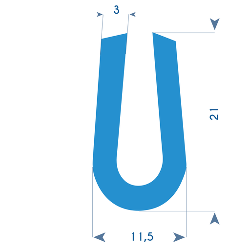 P124 - Rubber U profile - 11x21mm (copie)