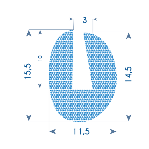 P134 - Foam rubber U profile - 11x15mm