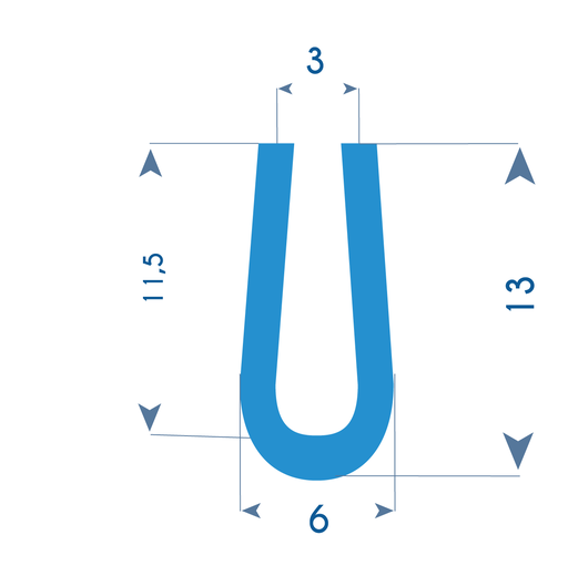 P141 - Rubber U profile - 6x13mm
