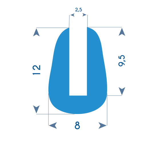 P163 - Rubber U profile - 8x12mm (copie)