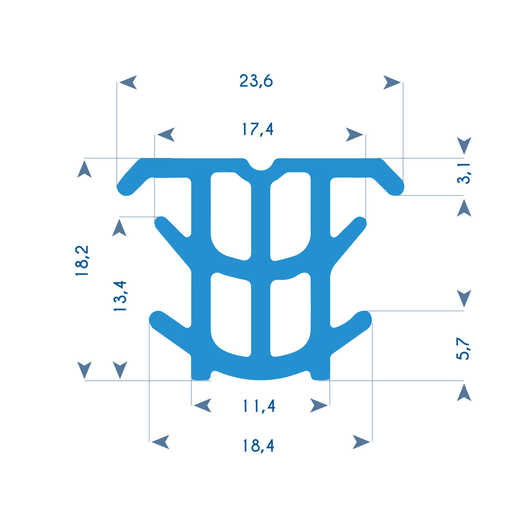 P172 - T-shapes sealing profile - 24x18 mm