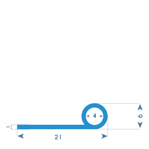 P174 -  compact rubber P profile - 21x6mm