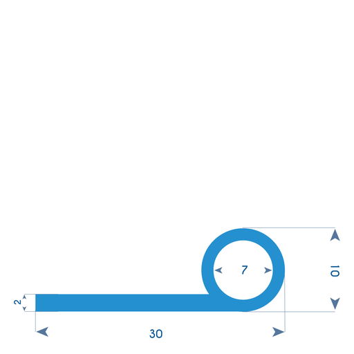 P177 -  compact rubber P profile - 30x10mm