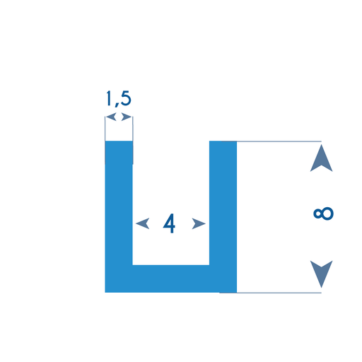 P209 - Rubber U profile - 7x8mm (copie)